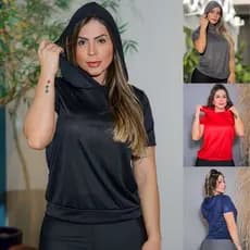 Blusa Fitness Feminina Academia com Capuz Dry Fit Corrida Caminhada Fresquinha Confortável Oferta