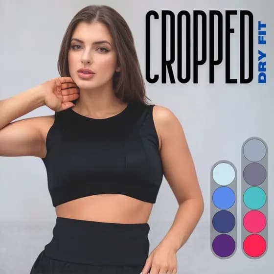 Cropped Academia Feminino sem Bojo Running Fitness Dry Fit Seca Rápido Casual Confortável Promoção
