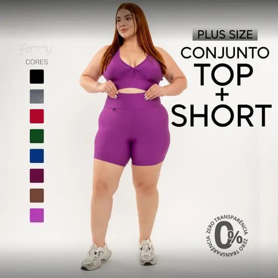 PLUS SIZE CONJUTO Short Curto + Top com Bojo Removível