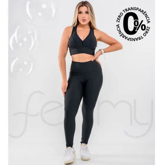 CONJUNTO KIT CALÇA LEG E TOP BOJO ACADEMIA FITNESS TREINO
