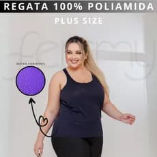PLUS SIZE Camiseta Regata Fitness Poliamida Academia Com Micro-furinhos (QUALIDADE AA)