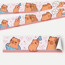 Kit - 04 unid - Faixa Adesiva Decorativa Capivara baby - Papel de Parede Quarto Infantil