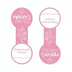 100 Adesivos "Obrigado Pela Compra"  Rosa -  8x3cm