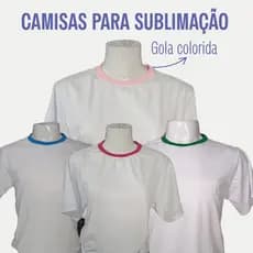 Camisa T-shirt branca com a gola colorida para sublimação e/ ou dia dia