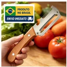 Descascador de Legumes 3 em 1 com cabo ergonômico para frutas, legumes e folhas - multifuncional 3x1