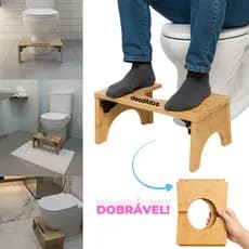 Banquinho Cócoras Banco Apoio Sanitário de Madeira Elegante Ergonômico com Antiderrapante Apoio Pés