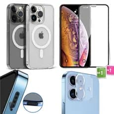 Kit Proteção Total iPhone Capinha Case MagSafe + Película Vidro 3D Tela + Protetor Câmera + Som