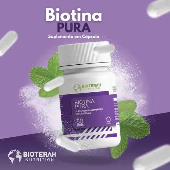 Biotina Pura Capsulas Suplemento Cabelo Pele Unha Articulações Vitaminas e Minerais Fortalecimento