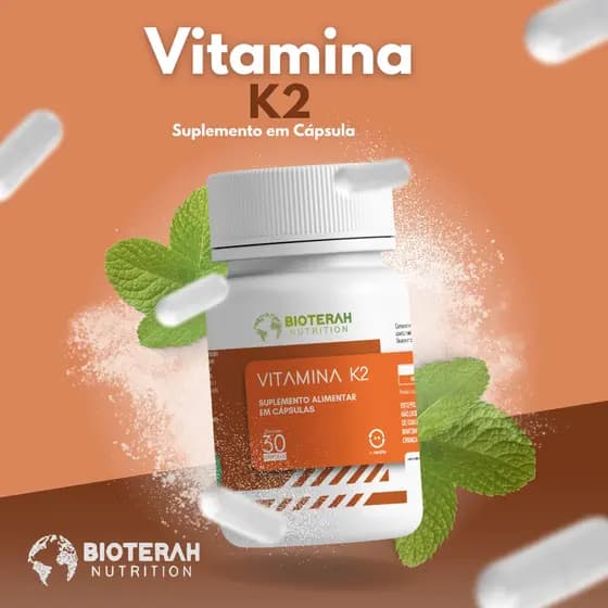 Vitamina K2 30 Cápsulas Alta Absorção Fortalecimento Suplemento Alimentar