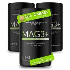 Magnésio 200mg Bisglicinato Óxido Malato + L-Treonina 150mg 120 Cápsulas MAG3+ Ellym Nutrition