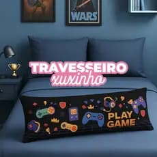 Travesseiro De Corpo Com Fronha Xuxinho Fibra de Silicone Personalizado 0.90x0.30cm Gamer