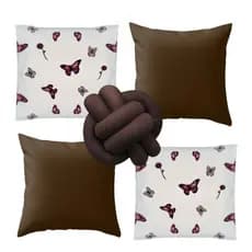 Kit 4 Capa de Almofadas Da Borboleta com Ziper+Almofada de Nozinho Quarto Sala Casa Luxo e Decoração