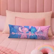 Travesseiro De Corpo Com Fronha Xuxinho Fibra de Silicone Personalizado 0.90x0.30cm Stitch