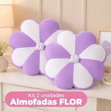 Kit Par 2 Almofadas Decorativas Flor 40x40cm Redonda com Zíper Almofada Fofa para Sofá, Cama ,Quarto