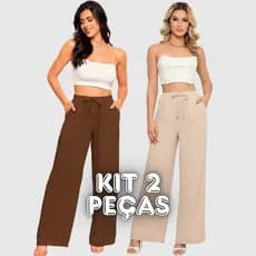 Kit 2 Calça Feminina Pantalona de Amarrar Duna