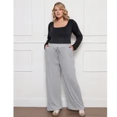 Calça Pantalona Lãzinha Feminina Inverno Moda Plus Size