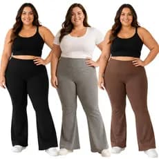 Calça Legging Plus Size  Flare Feminina Cintura Alta Flanelada Confortável
