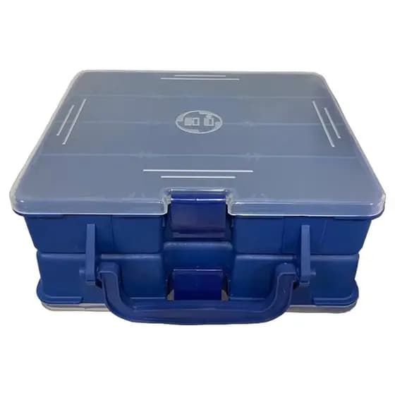 ESTOJO PARA PESCA ISCAS ANZOL CHUMBADA DUPLO C/ 24 DIVISOES 19 X 18 X 8,5 CM AZUL