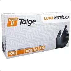 Luva Nitrilica Talge Sem Pó Preta (100 Unidades) P/ Procedimento CA 41485