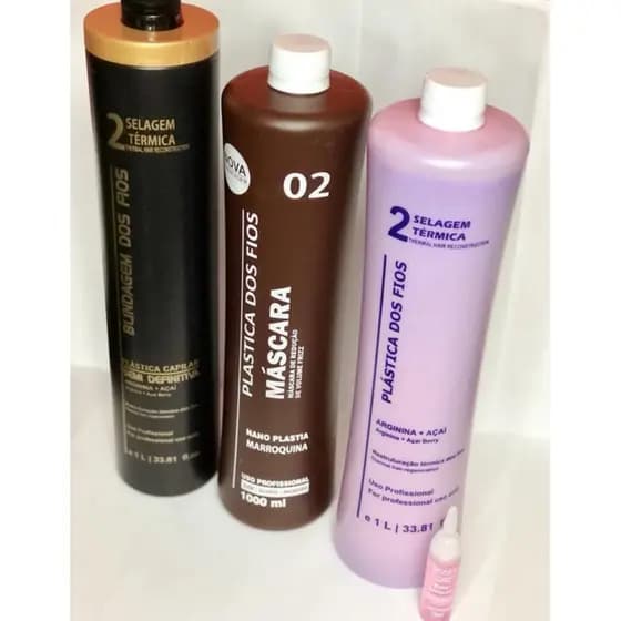 Progressiva Com 3 Produto De 1 LT 1000 ml 1 Marroquina 1 Plástica 1 Blindagem + Ampola de 10ml
