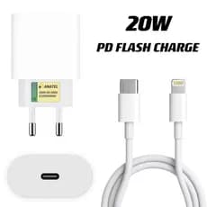 Carregador Turbo 20W Compatível iPhone XR ao 14 Pro Max