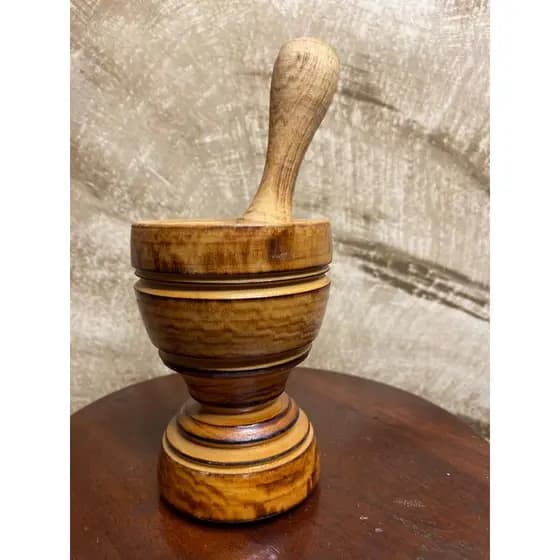 Pilão de madeira pequeno pilão de  madeira Socador de alho de madeira 13cm cozinha pilão com socador