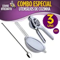 Espremedor de Limão 2/3 Peças Kit Espremedor Peneira Colher de Suco Inox Cozinha Drinks Restaurante