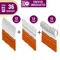 Talher Inox 12/24/36 Peças Cabo de Madeira Colher Faca Garfo Inox Faqueiro Jogo Talheres de Cozinha