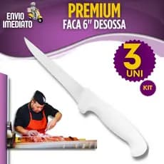 Faca Desossa 1/2/3 Peças para Açougue Cozinha Profissional Carne Frango Peixe Aço Inox 6' Polegadas