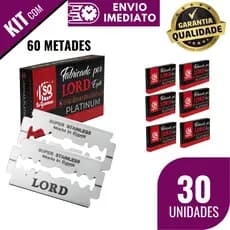 Lâmina de Barbear 20/30 Peças Lord Platinum Profissional Inox Barbearia Cabelereiro Fabricada Egito