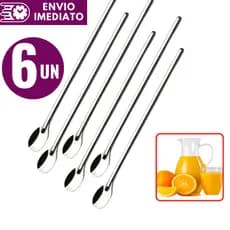 Colher de Suco 4/6 Peças Colher Bailarina Inox Drinks Barman Colher Grande 30cm para Jarras e Copos