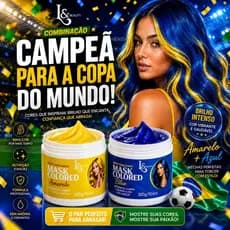 Kit Mascara Tonalizante Azul + Mascara Tonalizante Amarela Sem Amônia - L&beauty 300g Copa Do Mundo