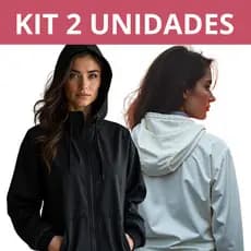 Kit com 2 Jaqueta Agasalho Corta Vento Feminino Frio Forrado com Punho Moletom Touca Capuz Casaco