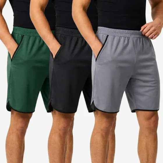 Kit Com 3 Bermudas Shorts Masculina Academia Treino Fitness Futebol Bolso Esportivo Verão Crossfit
