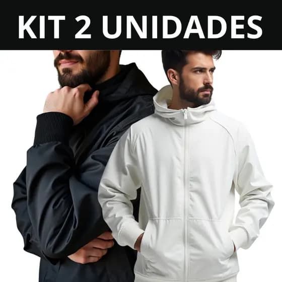 KIT 2 Jaqueta Agasalho Casaco Corta Vento Com Capuz Liso Blusão Forrado Bobojaco de frio Ziper bolso