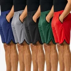 Kit Com 5 Bermudas Shorts Masculino Fitness Esporte Academia Futebol Bolso Treino Praia Corrida