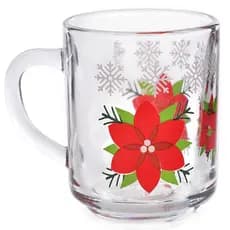Caneca natalina de vidro Flores 245 ml