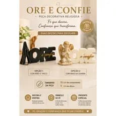 Ore e Confie Decorativo Religioso 16cm | Presente Católico com Anjo da Guarda ou Terço | Feito em Impressão 3D