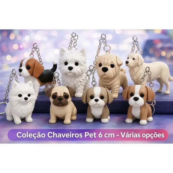 Chaveiro Coleção Cachorrinhos - Várias raças para escolher - Leve seu PET com você