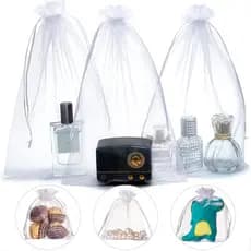Kit Saquinhos Saco Organza  9x12 /15x20 / 10x15 / 17X23 / 20x30 Branco Lembrancinha Jóia Festa Casamento