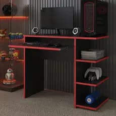 Mesa Escrivaninha Para Computador Escritório Quarto Pc GAMER PRETO E VERMELHO