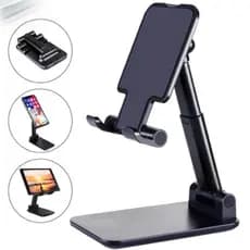 Suporte portátil para celular dobrável regulável uso em mesa preto/branco