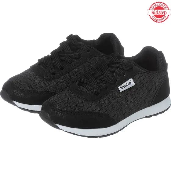 Kidstep Tenis Infantil Menino e Menina Escolar Jogging Preto Cinza Barato 20 ao 36
