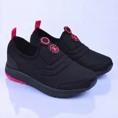 Kidstep Tenis Escolar Infantil Calce Fácil Feminino K Preto com Pink 28 ao 36