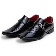 Sapato Social Masculino Verniz Preto Brilhante Luxo com Fivela