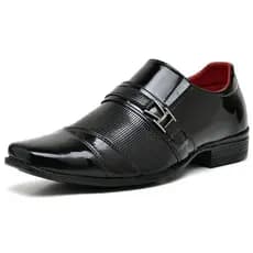 Sapato Social Masculino Preto Verniz Leve com Fivela