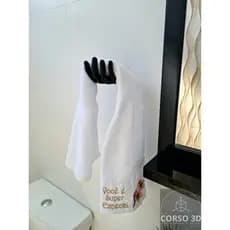 Suporte Toalheiro Porta Toalha Rosto Banheiro Formato Mão ou Papel Higienico