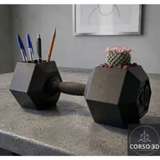 Enfeite Organizador de Mesa Halter 30kg: Porta Canetas e Vaso Decorativo Multifuncional 3D
