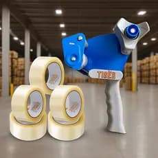Kit Aplicador de Fita Adesiva + 5 Rolos 48mm x 100m | Ideal para Fechar Caixas e Embalar