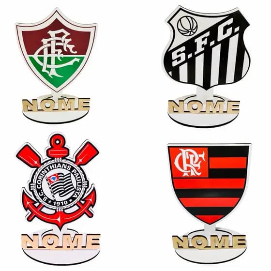 Kit 06 a 20 Display Flamengo Corinthians Santos Colorido Adesivado Lembrancinha Personalizado Com Nome